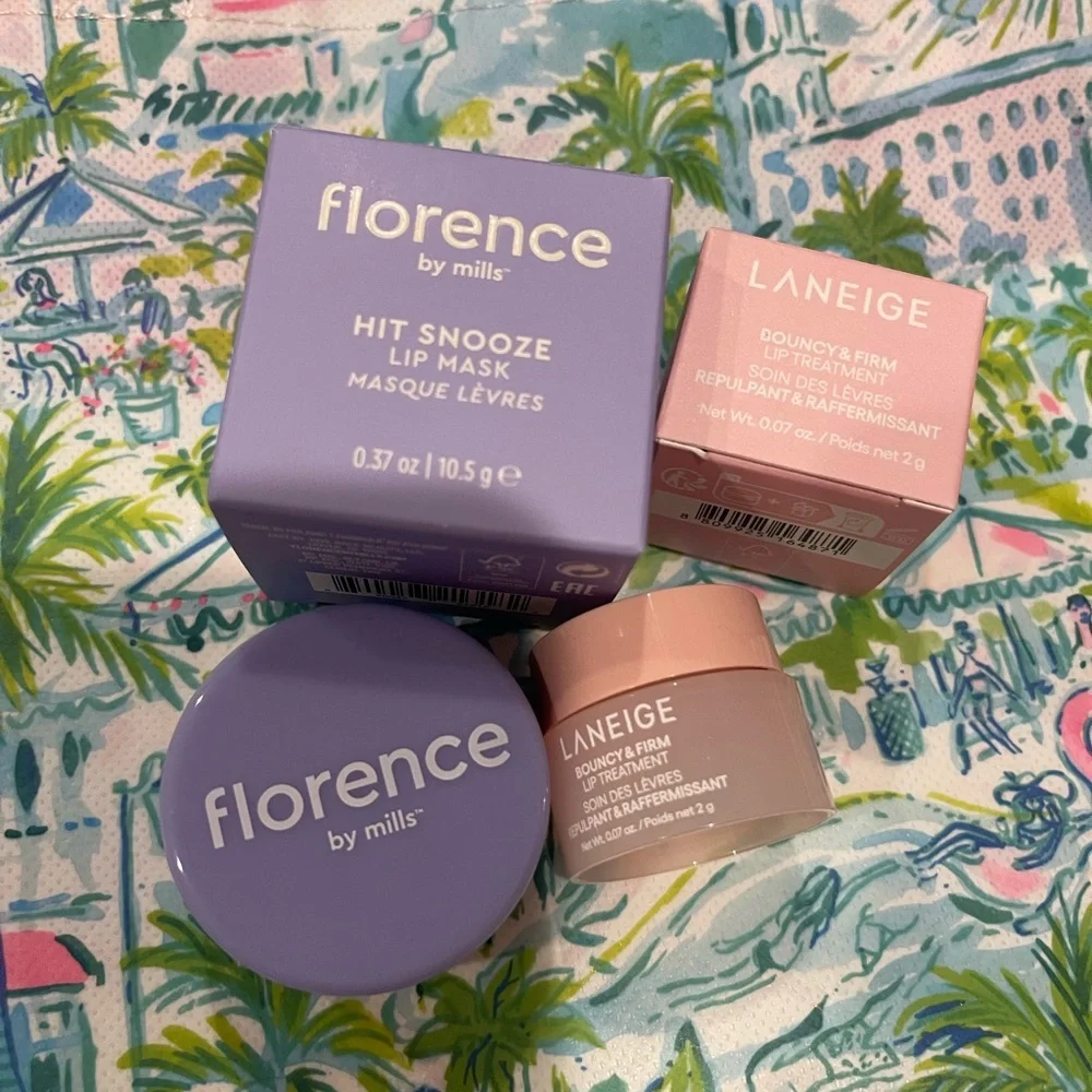 Florence by Mills Hit Snooze Lip Mask & Laneige Bouncy Firm Lip Treatment Lot